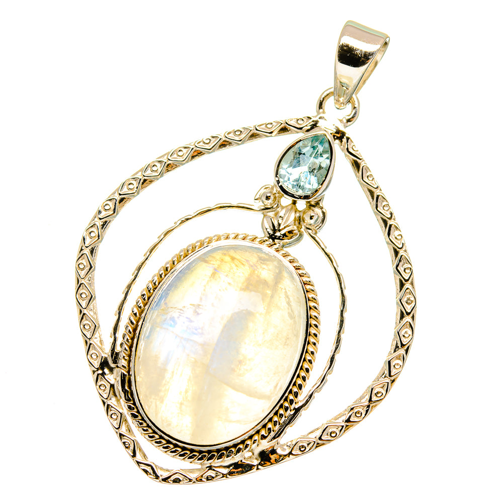 Rainbow Moonstone Pendants handcrafted by Anasilvercos - PD12783