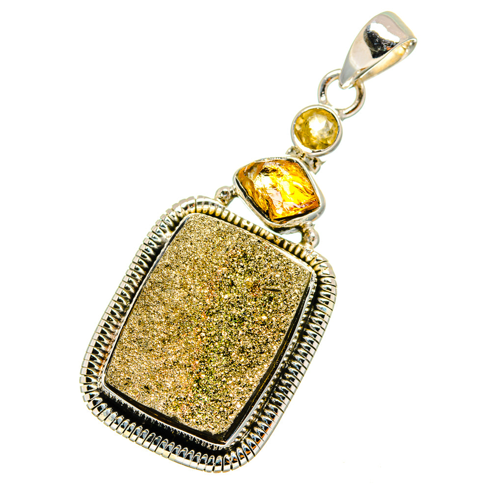 Spectro Pyrite Druzy Pendants handcrafted by Anasilvercos - PD12819