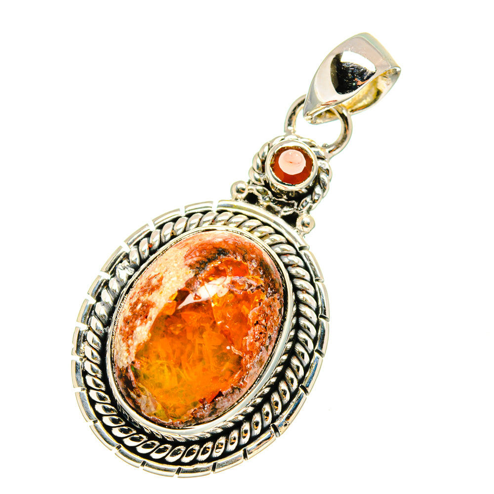 Mexican Fire Opal Pendants handcrafted by Anasilvercos - PD12906