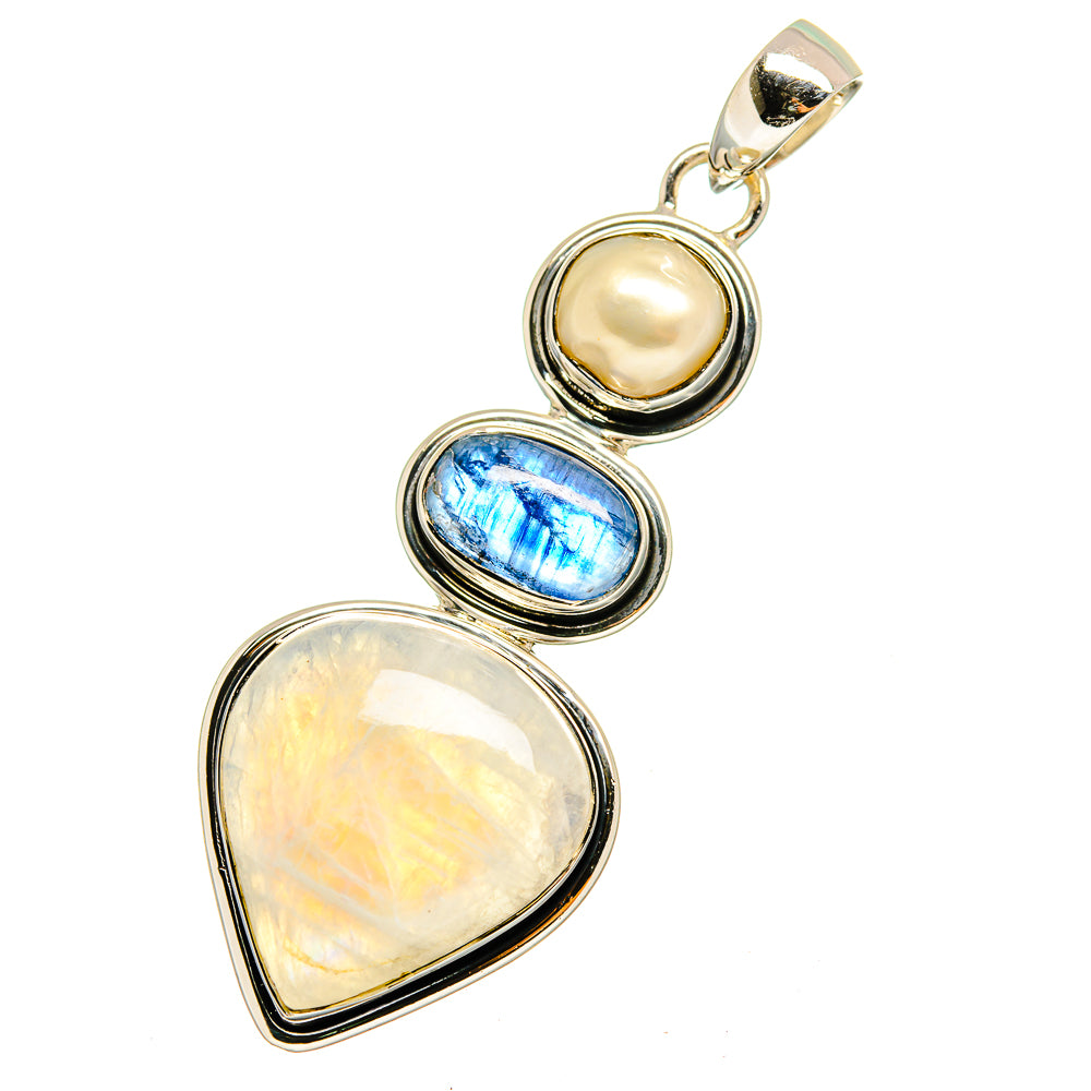 Rainbow Moonstone Pendants handcrafted by Anasilvercos - PD12913