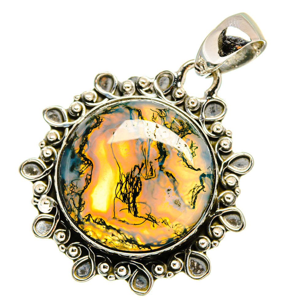 Green Moss Agate Pendants handcrafted by Anasilvercos - PD12947