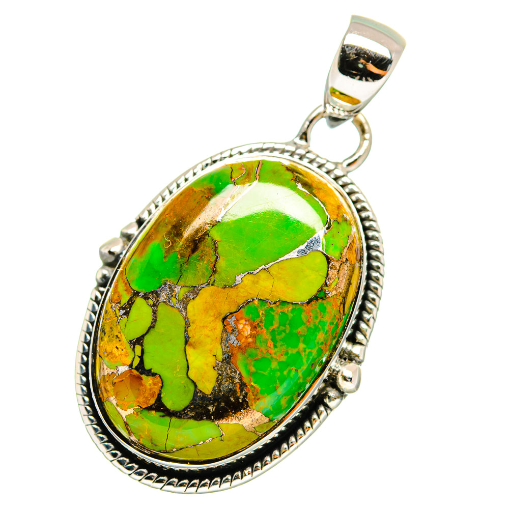 Green Copper Composite Turquoise Pendants handcrafted by Anasilvercos - PD13058