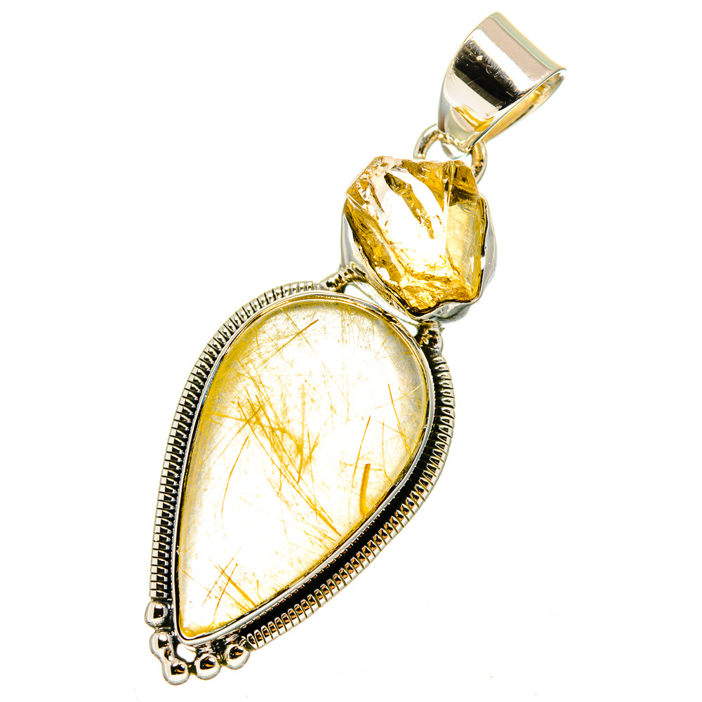 Rutilated Quartz Pendants handcrafted by Anasilvercos - PD13072