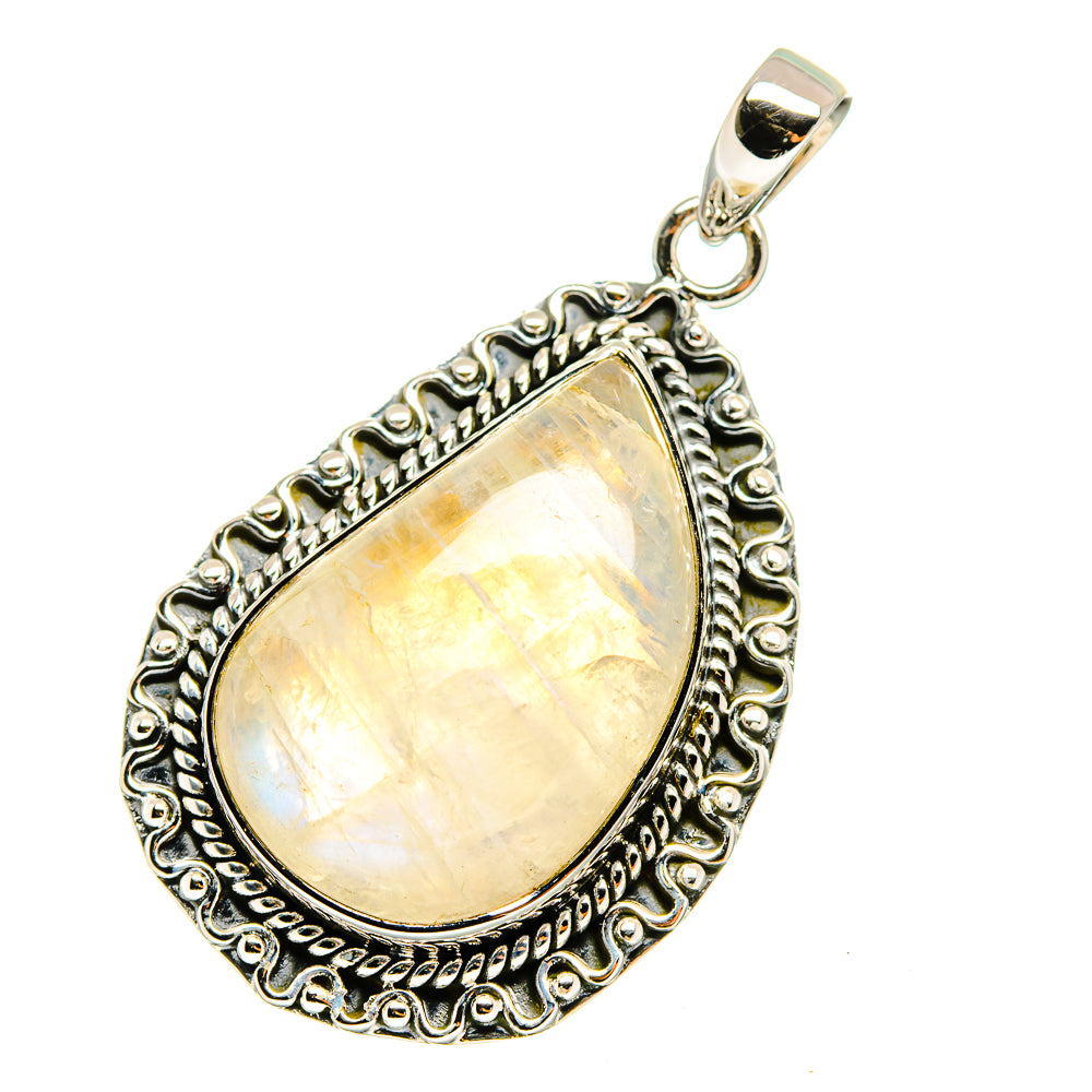 Rainbow Moonstone Pendants handcrafted by Anasilvercos - PD13109