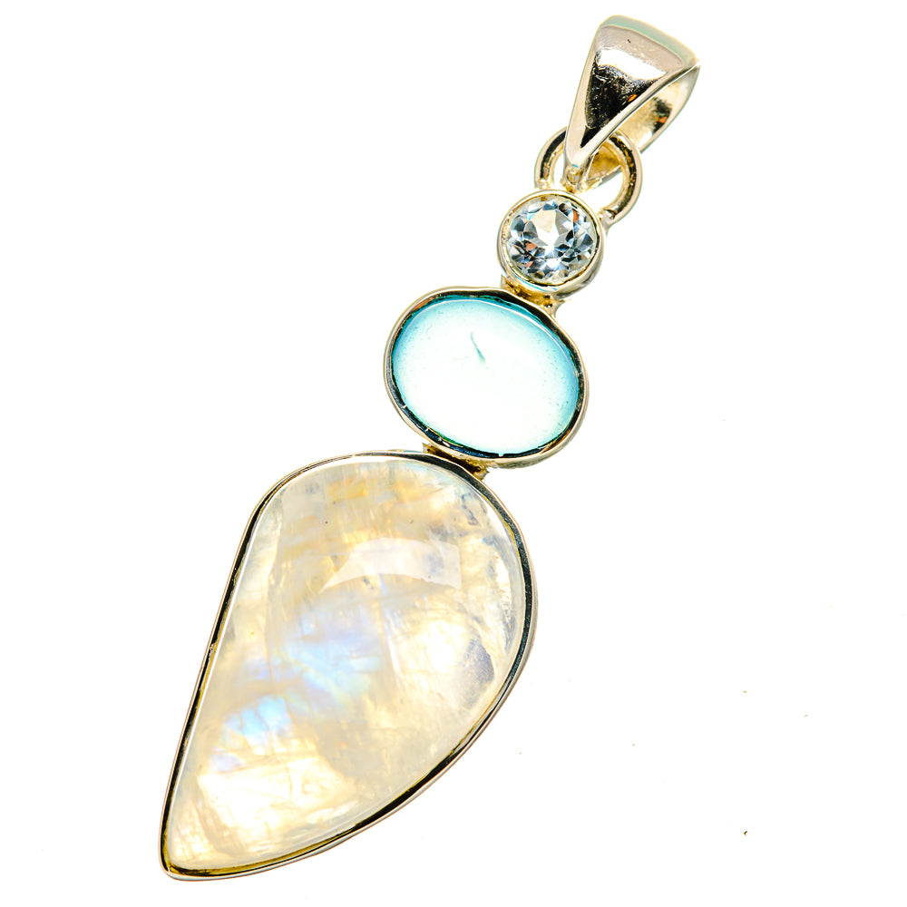 Rainbow Moonstone Pendants handcrafted by Anasilvercos - PD13314
