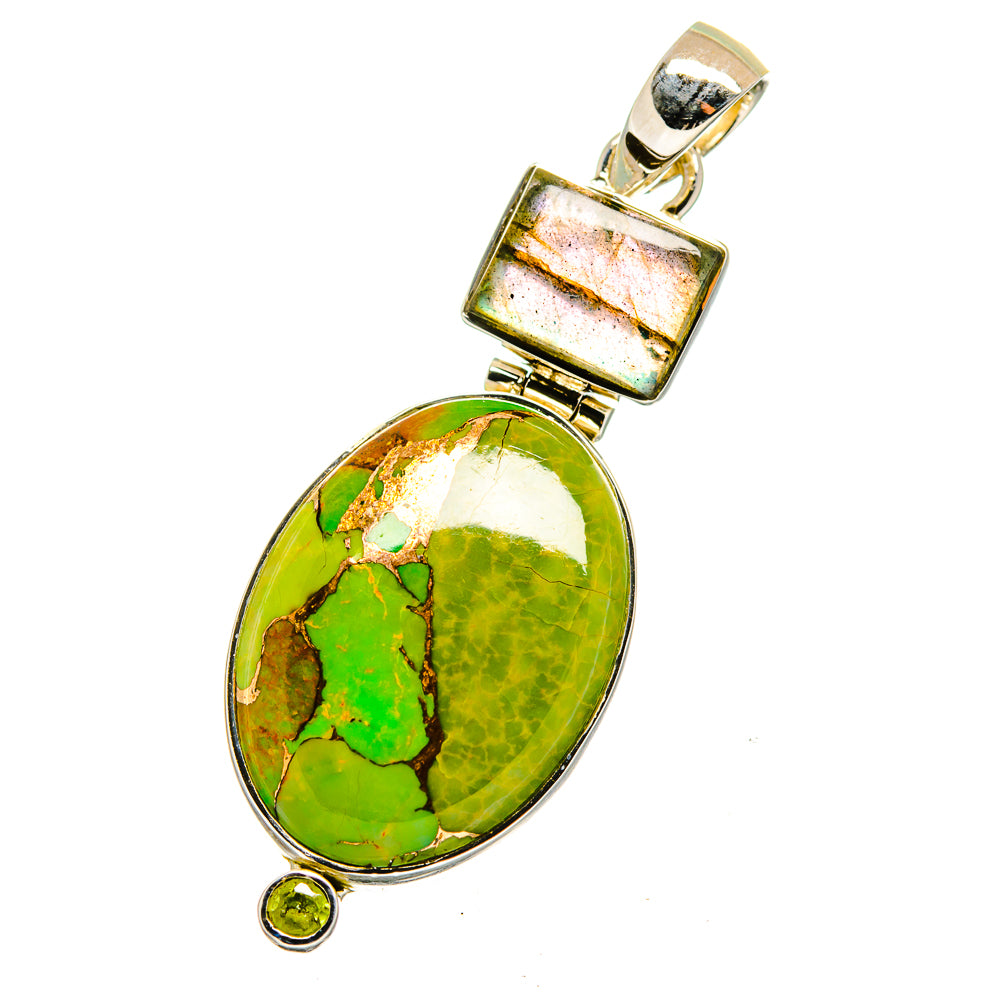 Green Copper Composite Turquoise Pendants handcrafted by Anasilvercos - PD13375