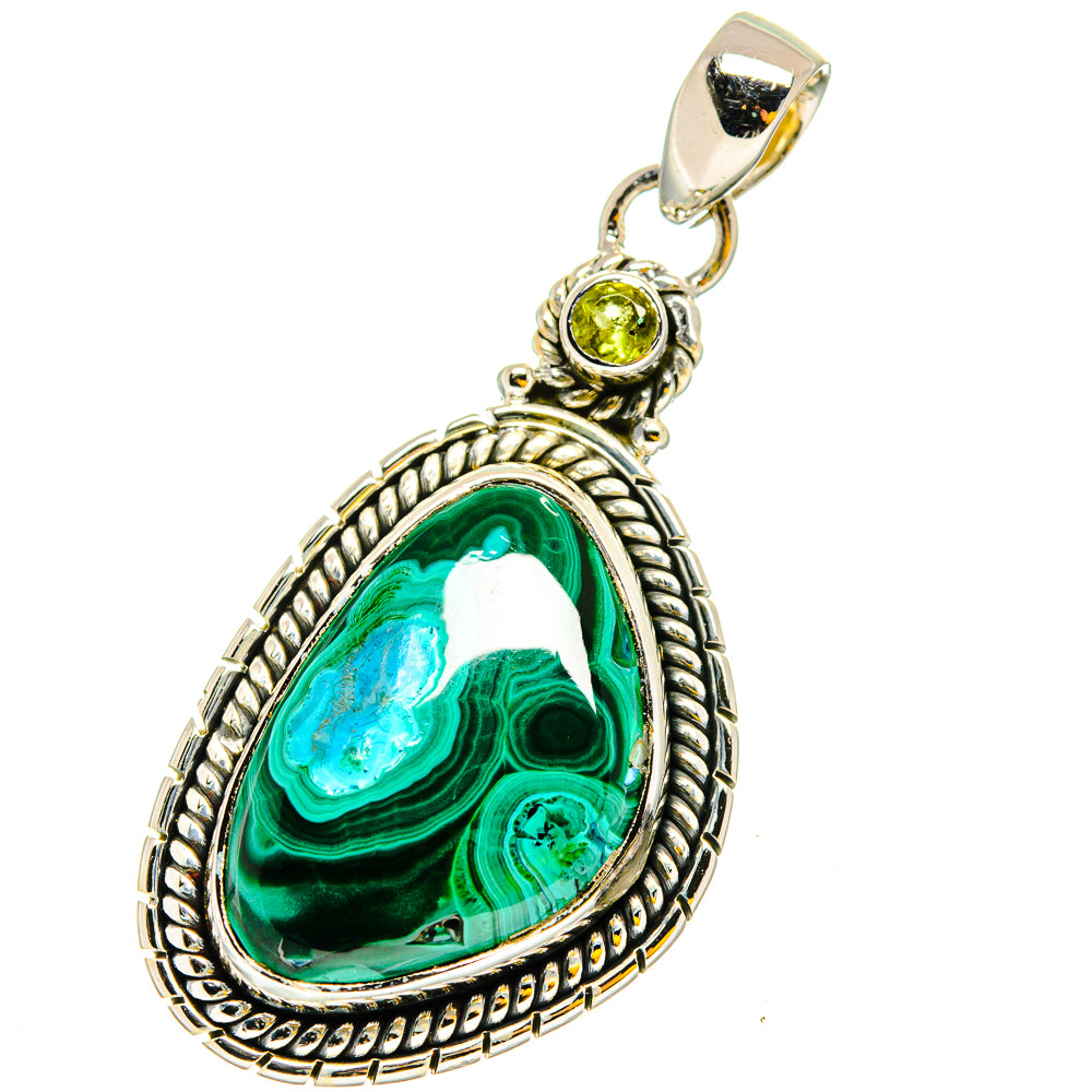 Malachite In Chrysocolla Pendants handcrafted by Anasilvercos - PD13428