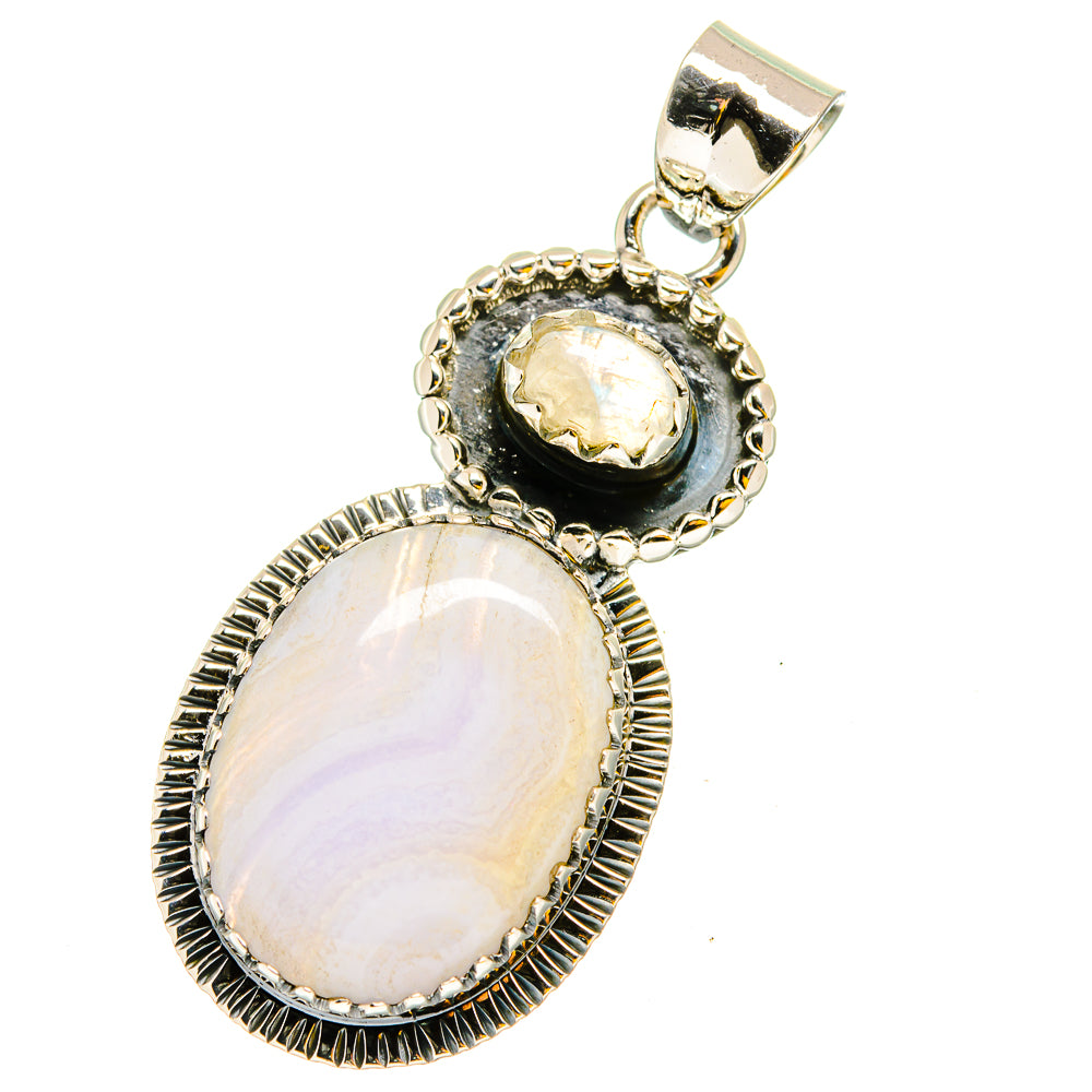 Blue Lace Agate Pendants handcrafted by Anasilvercos - PD13439