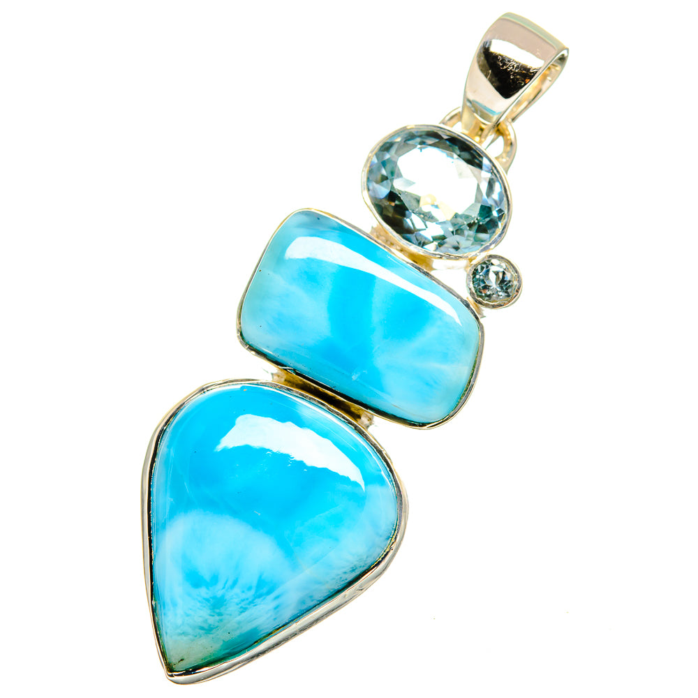 Larimar, Blue Topaz Pendants handcrafted by Anasilvercos - PD13526
