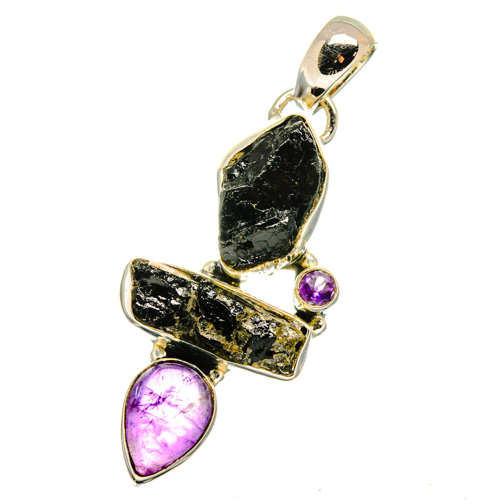 Black Tourmaline, Amethyst Pendants handcrafted by Anasilvercos - PD13527