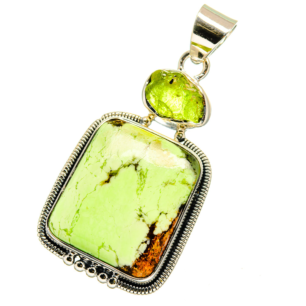 Lemon Chrysoprase, Peridot Pendants handcrafted by Anasilvercos - PD13537
