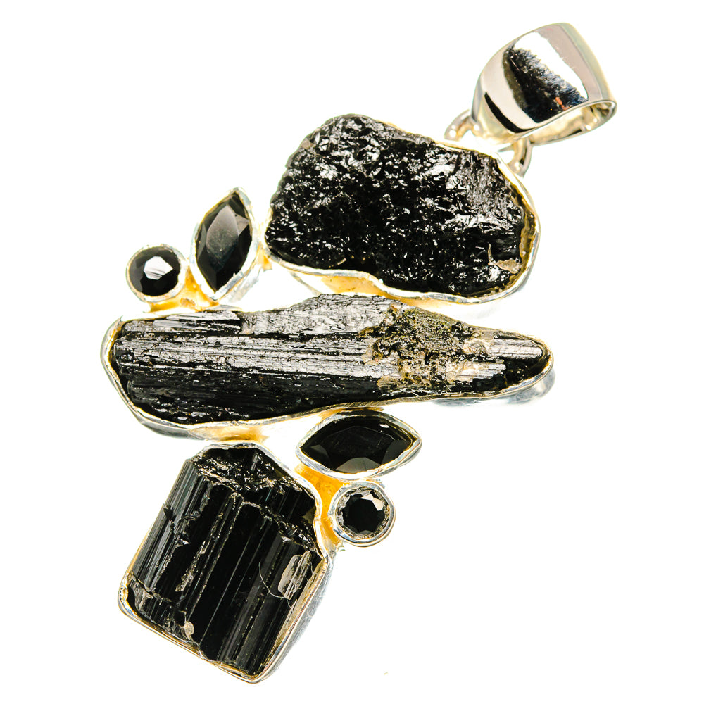 Black Tourmaline, Black Onyx Pendants handcrafted by Anasilvercos - PD13542