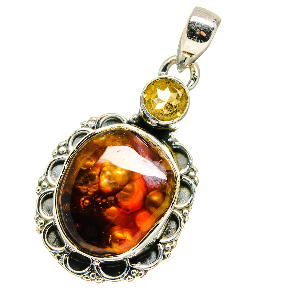 Mexican Fire Agate, Citrine Pendants handcrafted by Anasilvercos - PD13544