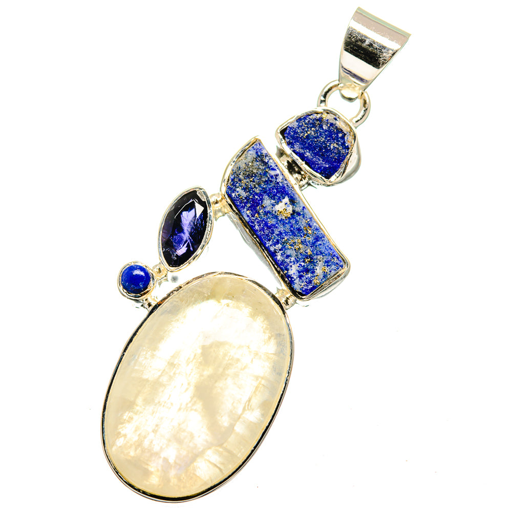 Rainbow Moonstone, Lapis Lazuli, Tanzanite Pendants handcrafted by Anasilvercos - PD13550