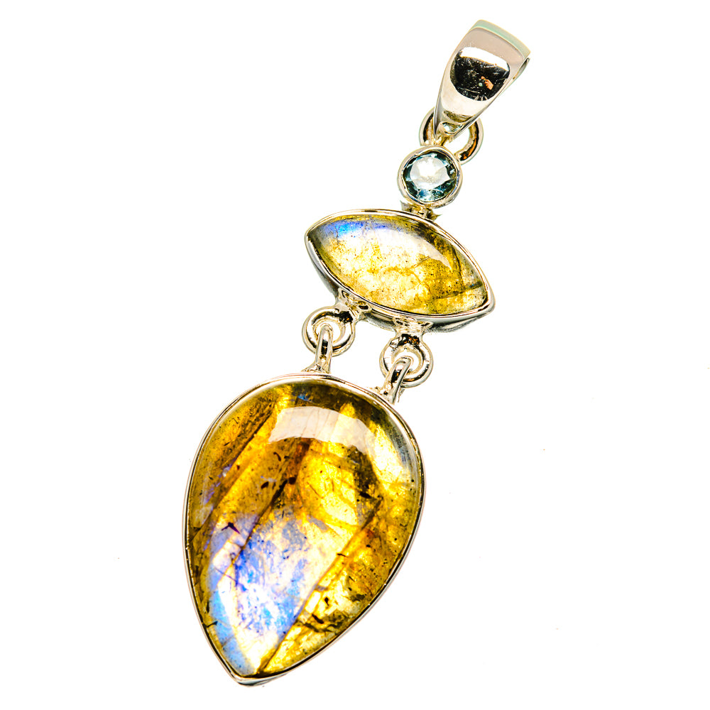 Labradorite, Blue Topaz Pendants handcrafted by Anasilvercos - PD13564
