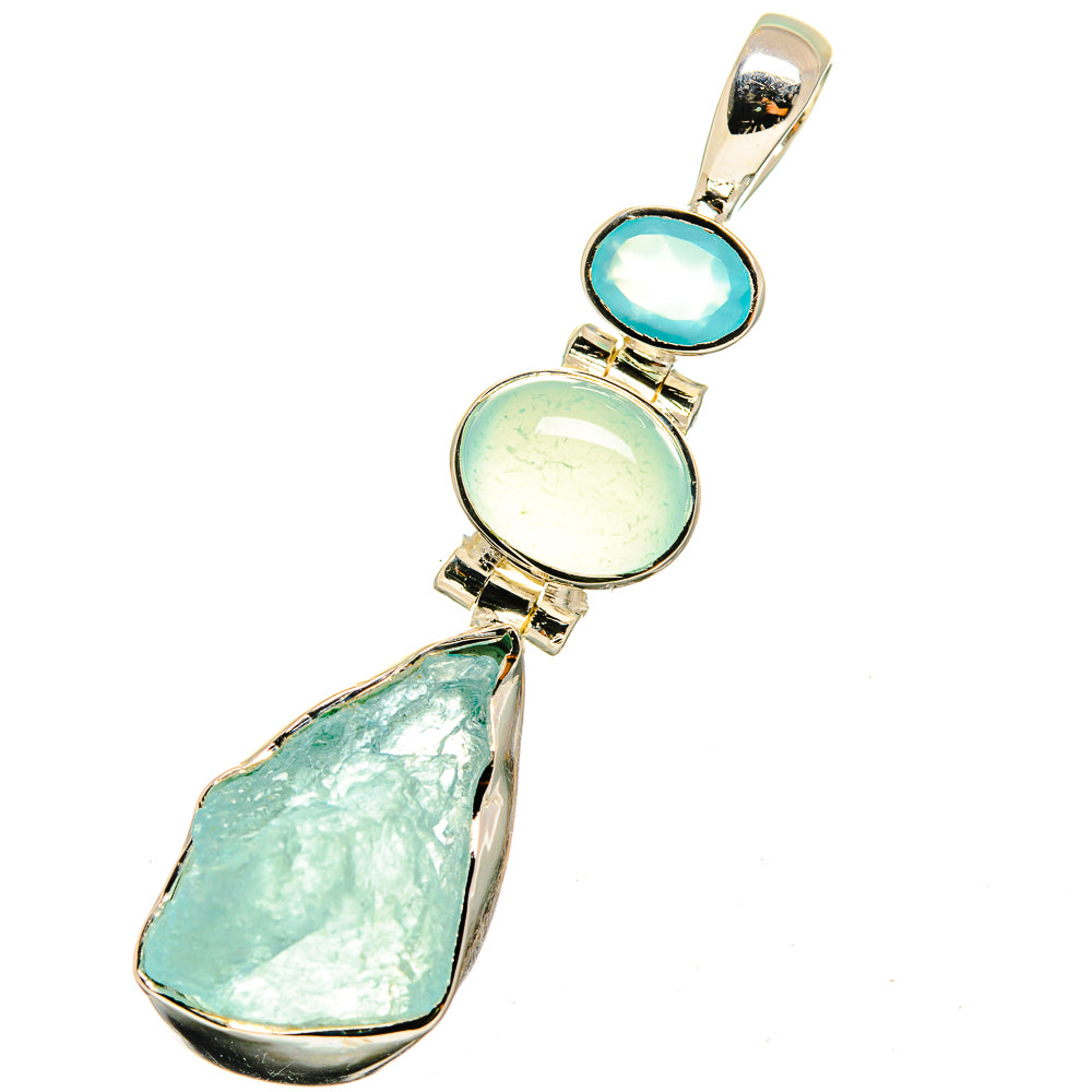 Aquamarine, Aqua Chalcedony Pendants handcrafted by Anasilvercos - PD13576