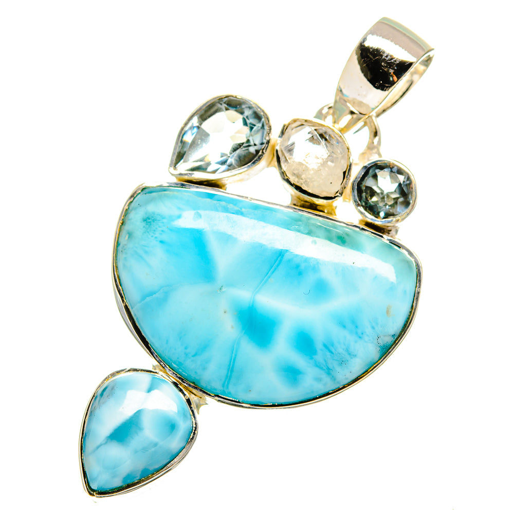 Larimar, Blue Topaz Pendants handcrafted by Anasilvercos - PD13584