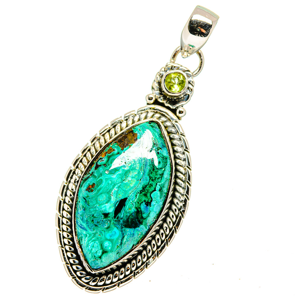 Malachite In Chrysocolla, Peridot Pendants handcrafted by Anasilvercos - PD13594