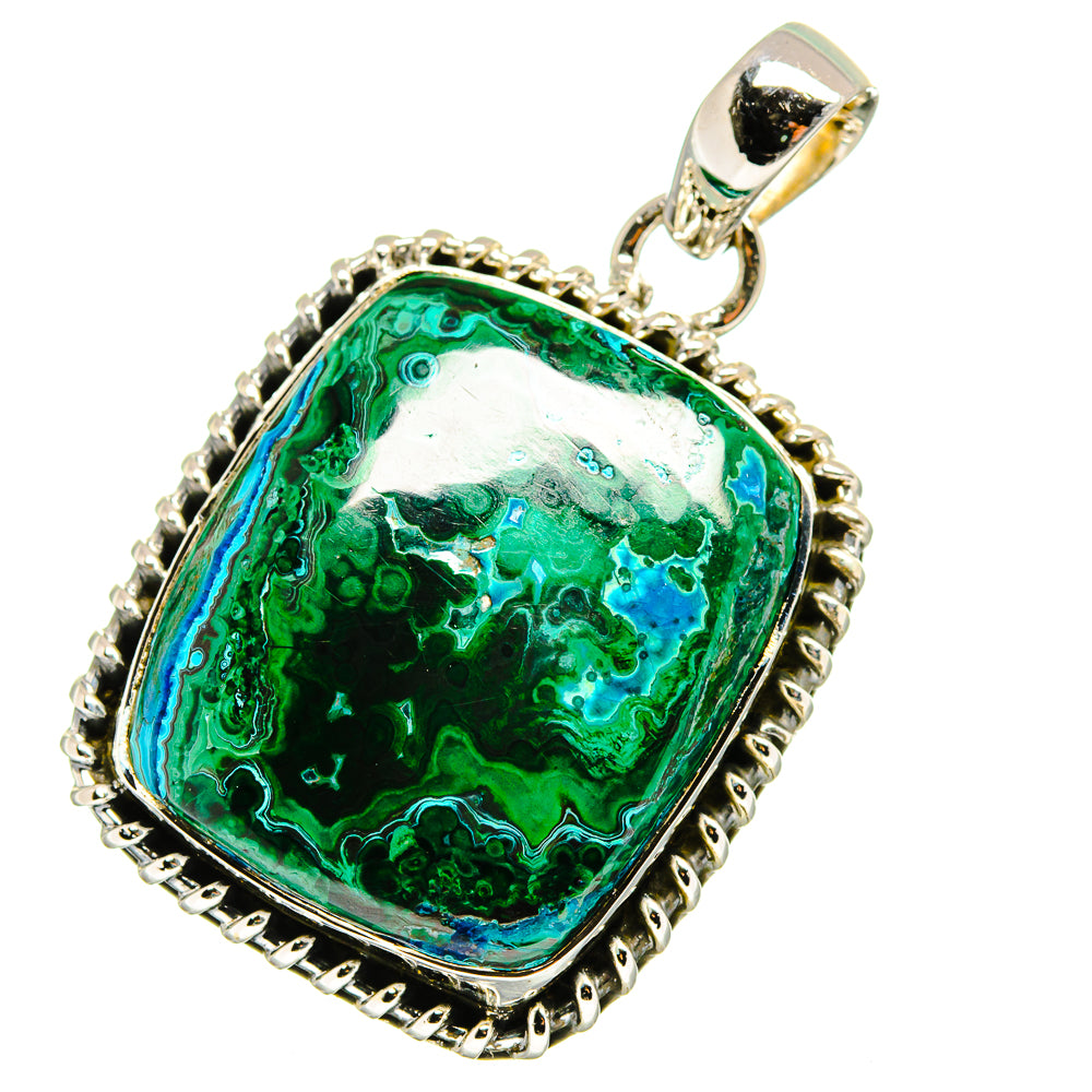 Malachite In Chrysocolla Pendants handcrafted by Anasilvercos - PD13596