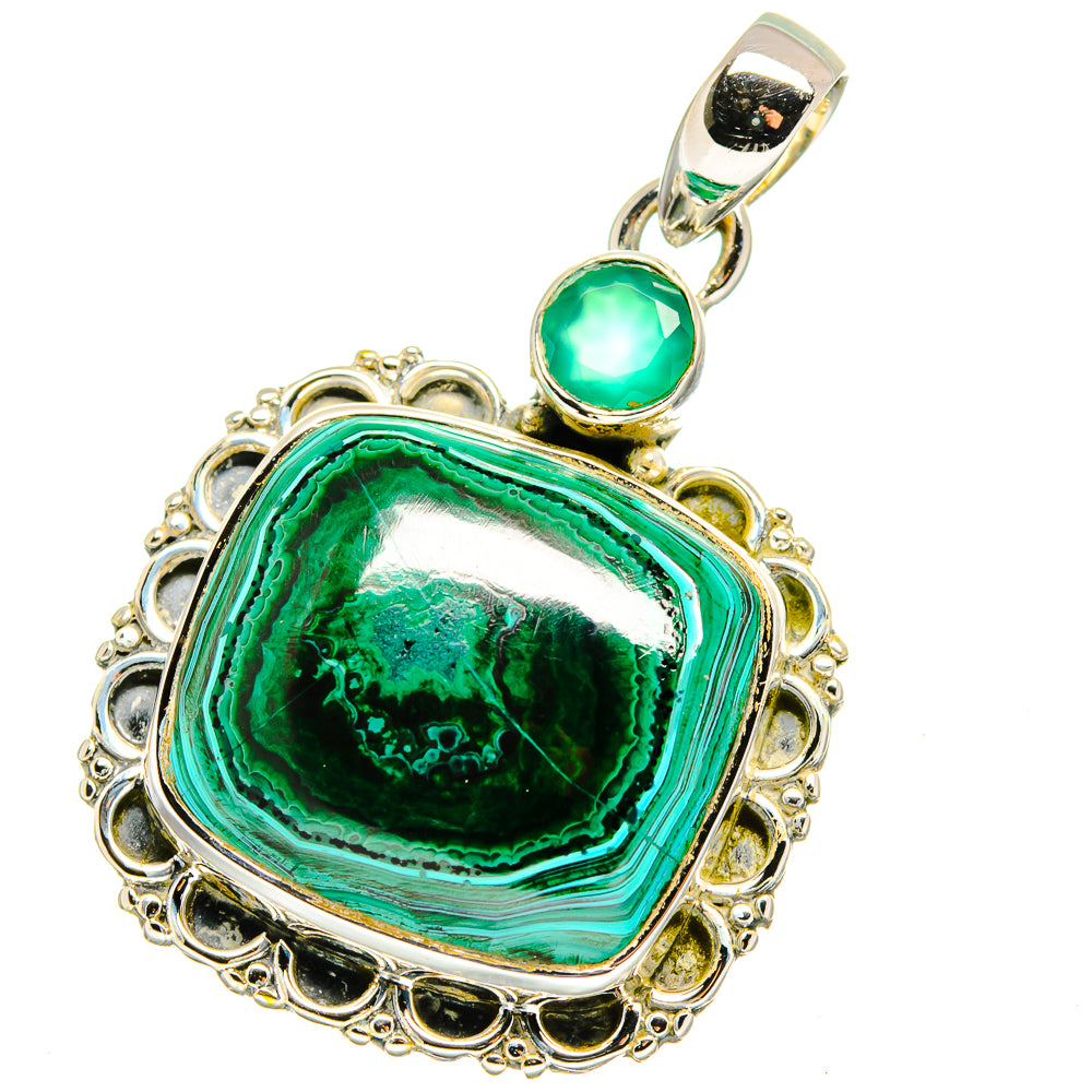 Malachite In Chrysocolla, Green Onyx Pendants handcrafted by Anasilvercos - PD13606