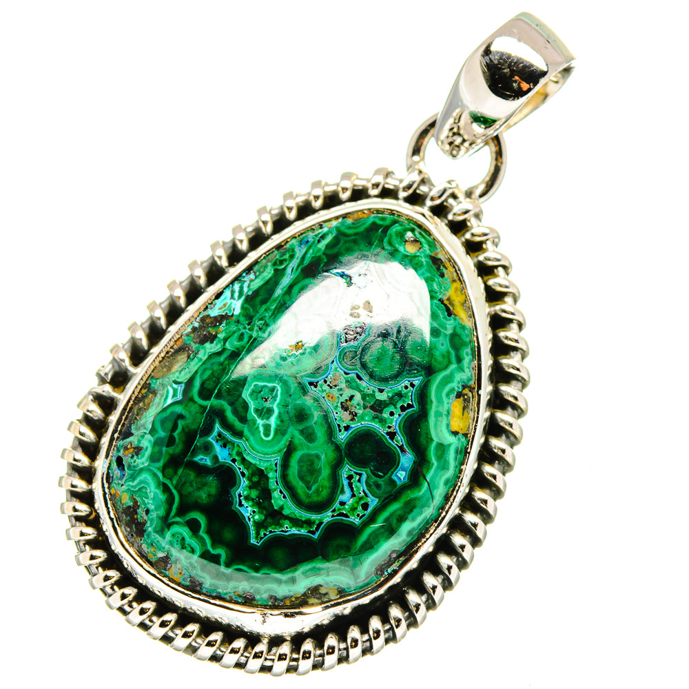 Malachite In Chrysocolla Pendants handcrafted by Anasilvercos - PD13617