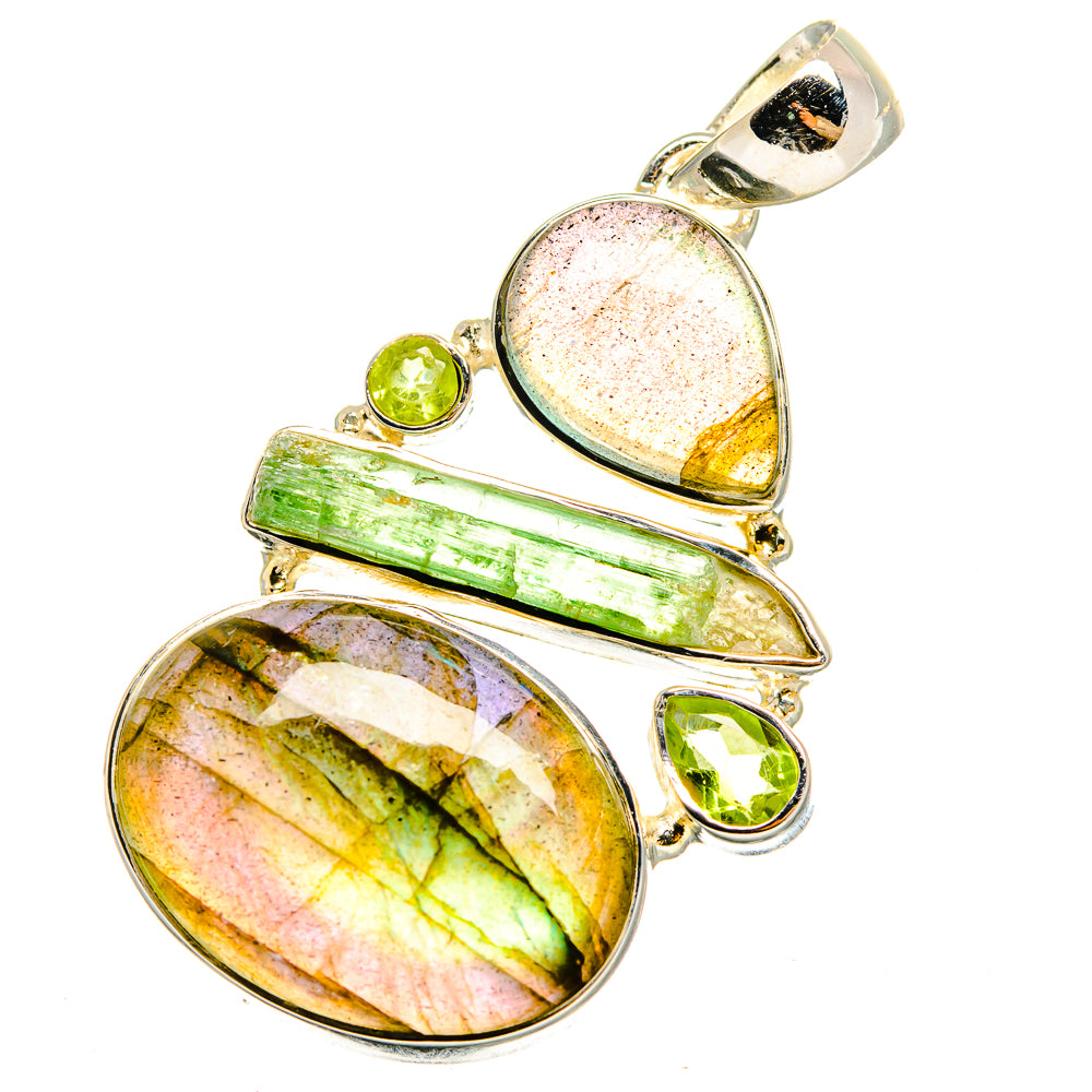 Labradorite, Green Tourmaline, Peridot Pendants handcrafted by Anasilvercos - PD13621