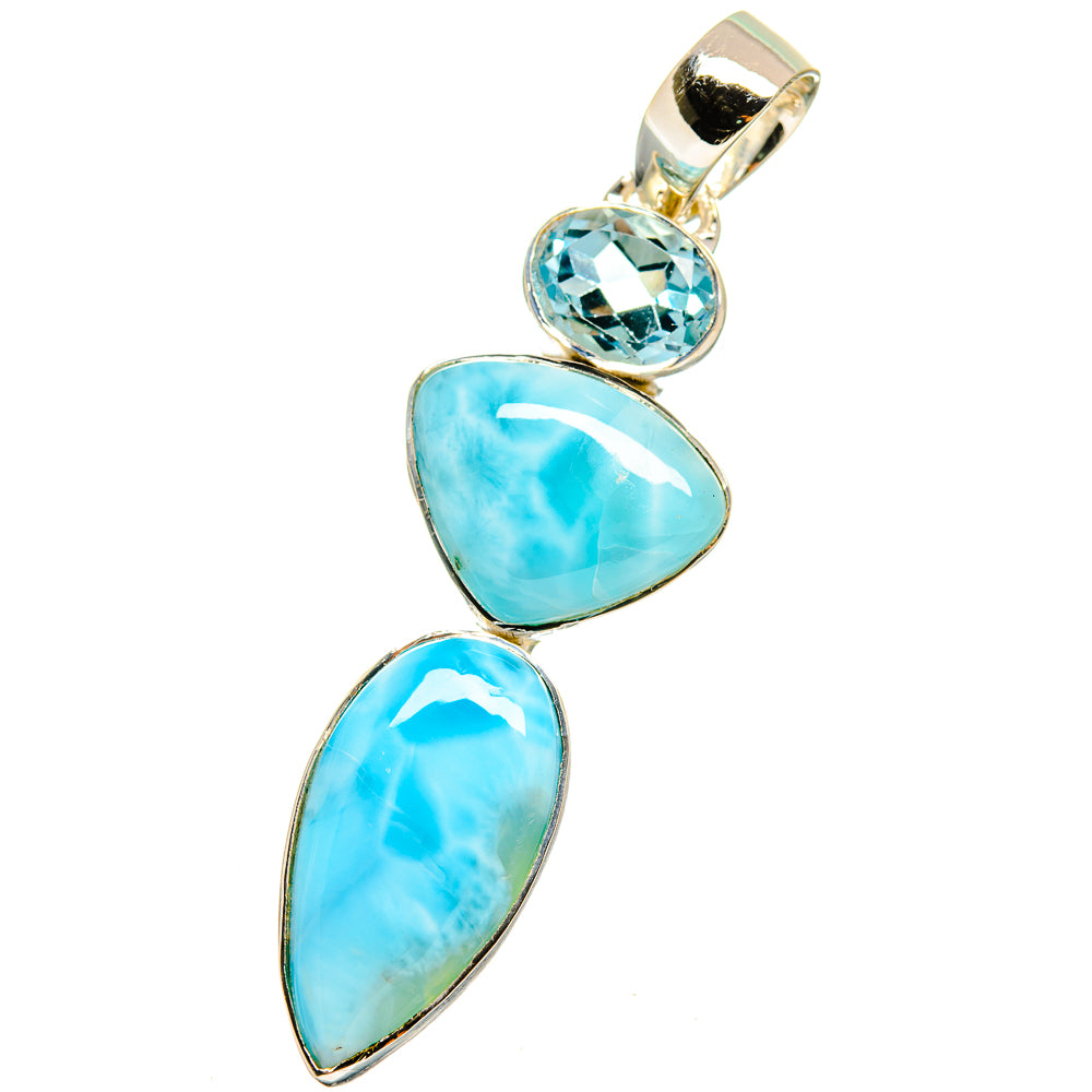 Larimar, Blue Topaz Pendants handcrafted by Anasilvercos - PD13631