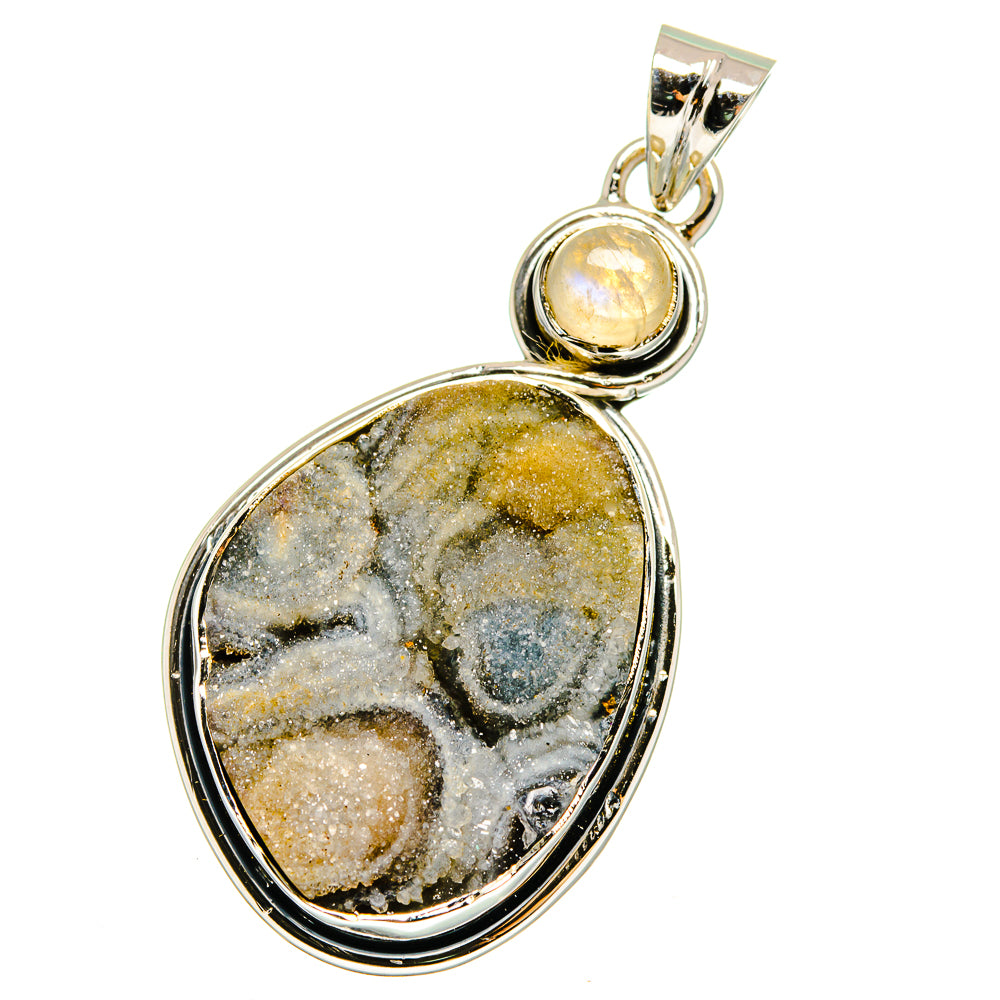 Desert Druzy, Rainbow Moonstone Pendants handcrafted by Anasilvercos - PD13632