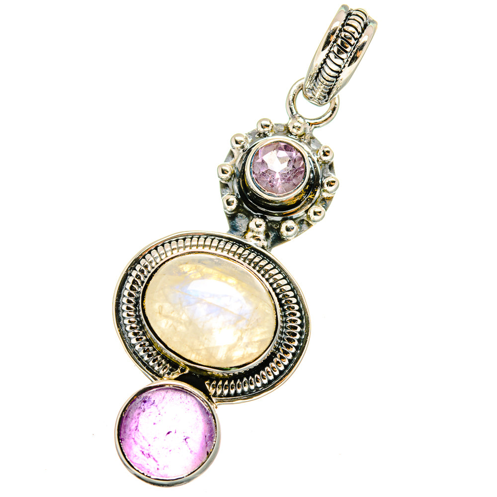 Rainbow Moonstone, Amethyst Pendants handcrafted by Anasilvercos - PD13644