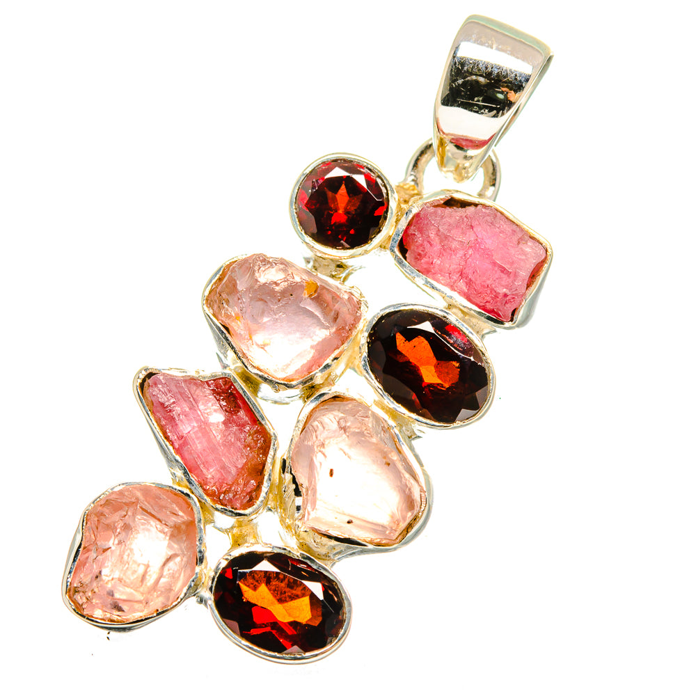 Pink Tourmaline, Garnet Pendants handcrafted by Anasilvercos - PD13659