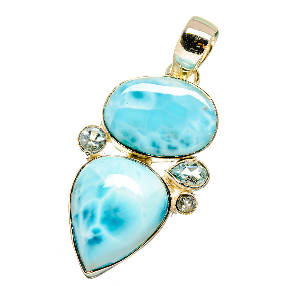 Larimar, Blue Topaz Pendants handcrafted by Anasilvercos - PD13665