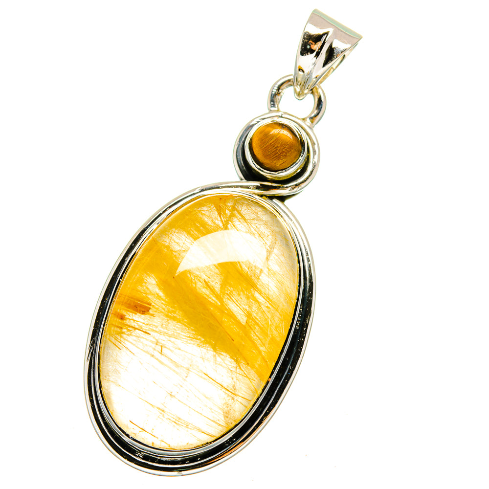 Rutilated Quartz, Tiger Eye Pendants handcrafted by Anasilvercos - PD13666