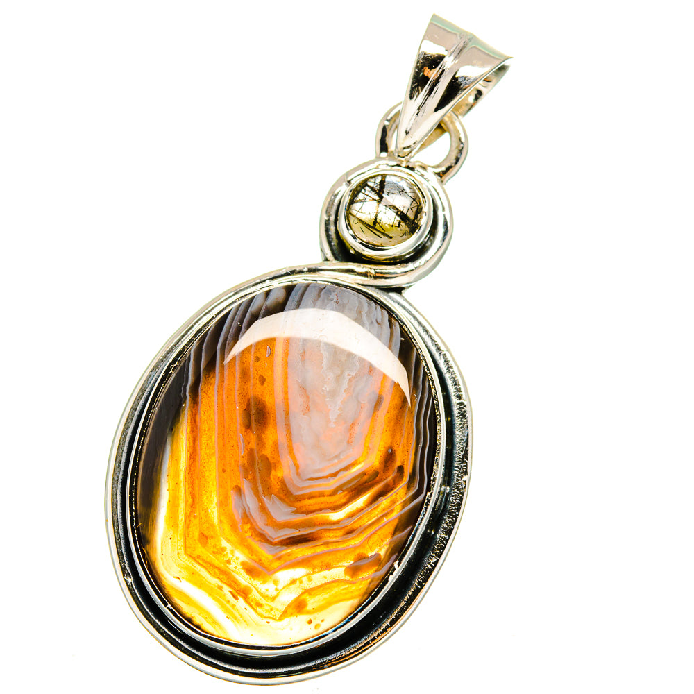 Botswana Agate, Citrine Pendants handcrafted by Anasilvercos - PD13677