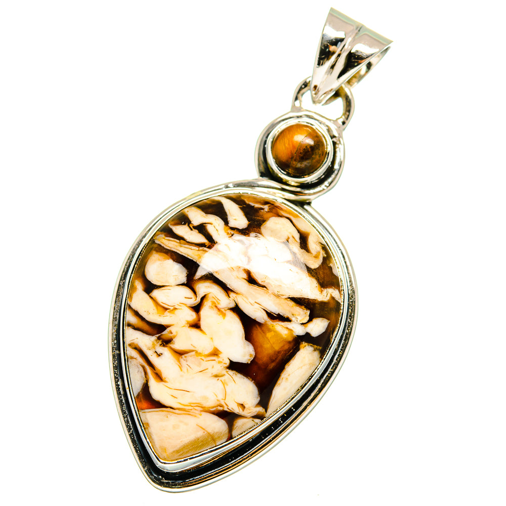 Peanut Wood Jasper, Tiger Eye Pendants handcrafted by Anasilvercos - PD13678