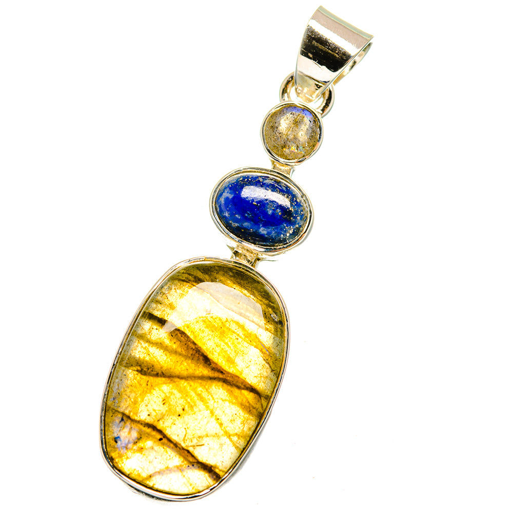 Labradorite, Lapis Lazuli Pendants handcrafted by Anasilvercos - PD13695