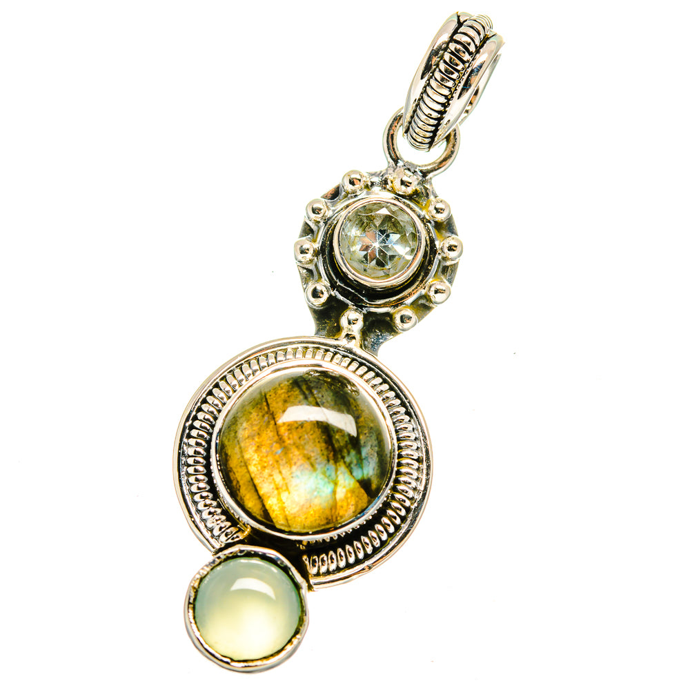 Labradorite, Aqua Chalcedony, Blue Topaz Pendants handcrafted by Anasilvercos - PD13701