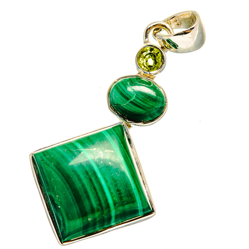 Malachite, Peridot Pendants handcrafted by Anasilvercos - PD13702