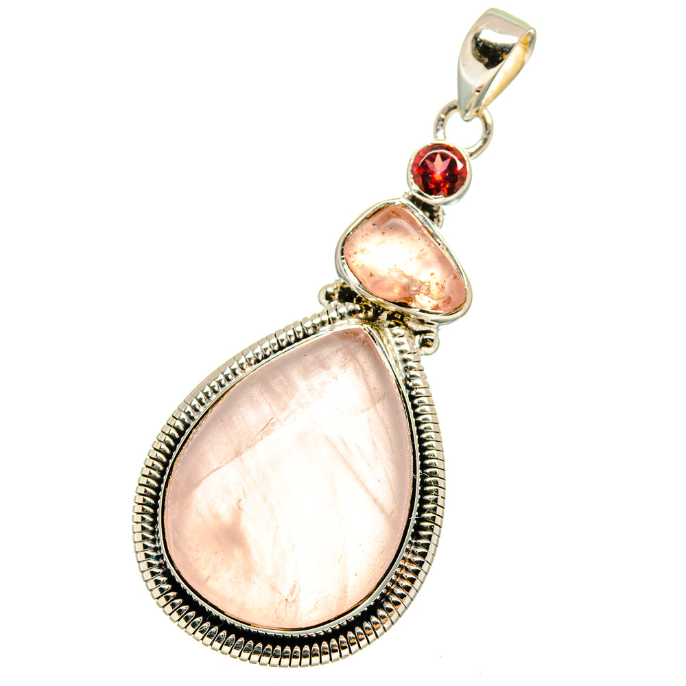 Rose Quartz, Garnet Pendants handcrafted by Anasilvercos - PD13709