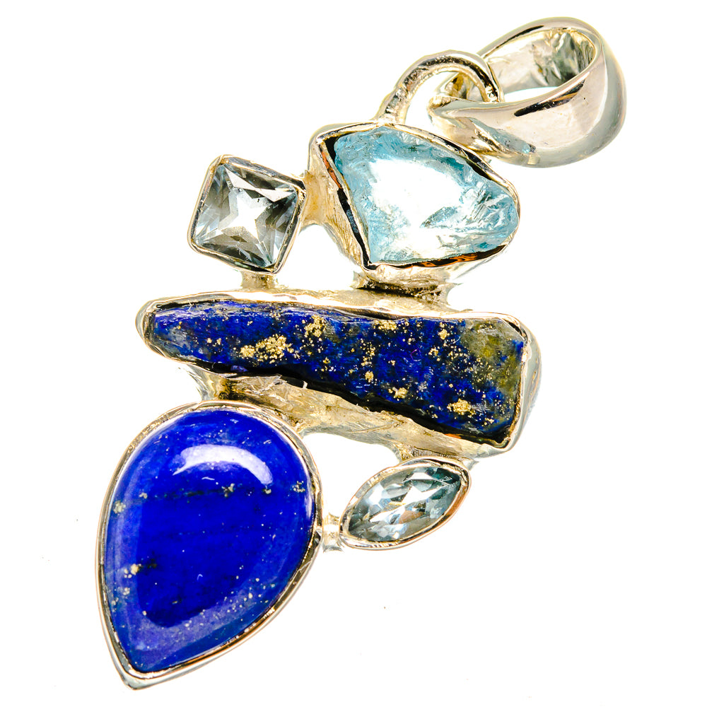 Lapis Lazuli, Aquamarine, Blue Topaz Pendants handcrafted by Anasilvercos - PD13718