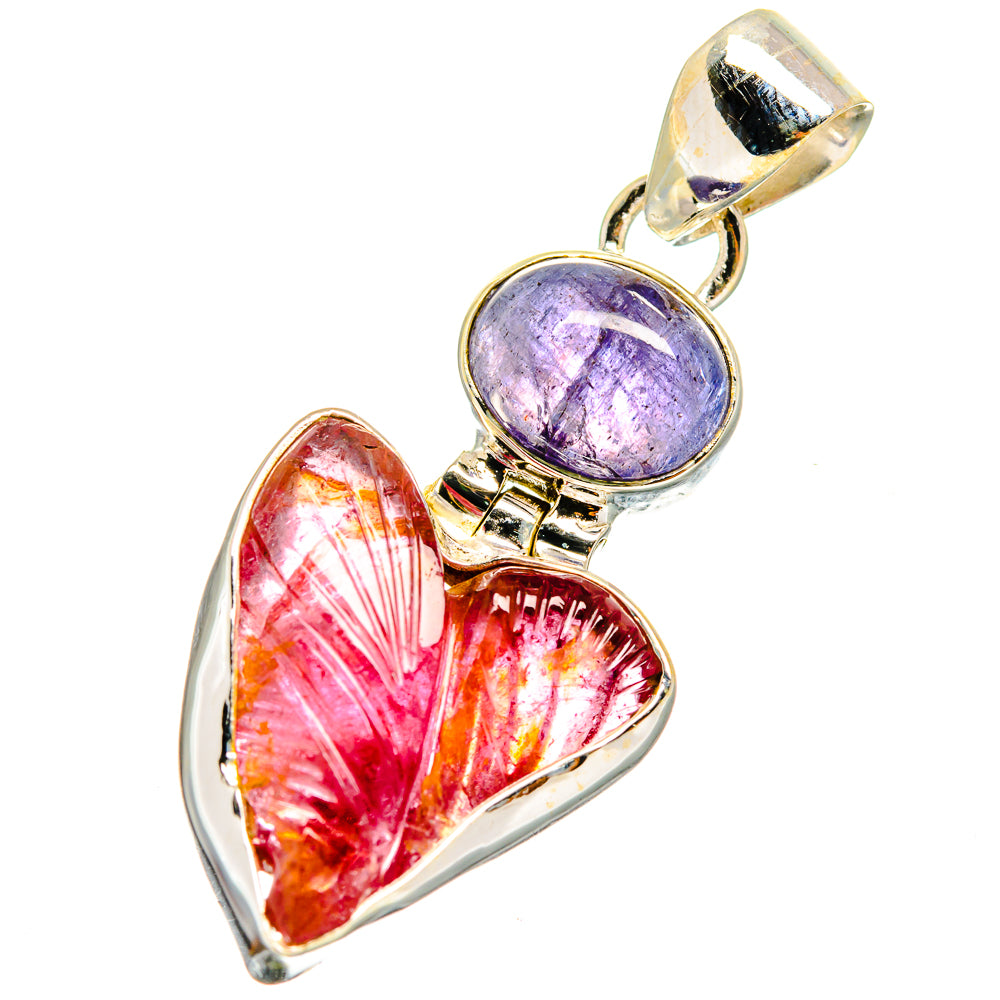 Pink Tourmaline, Tanzanite Pendants handcrafted by Anasilvercos - PD13738
