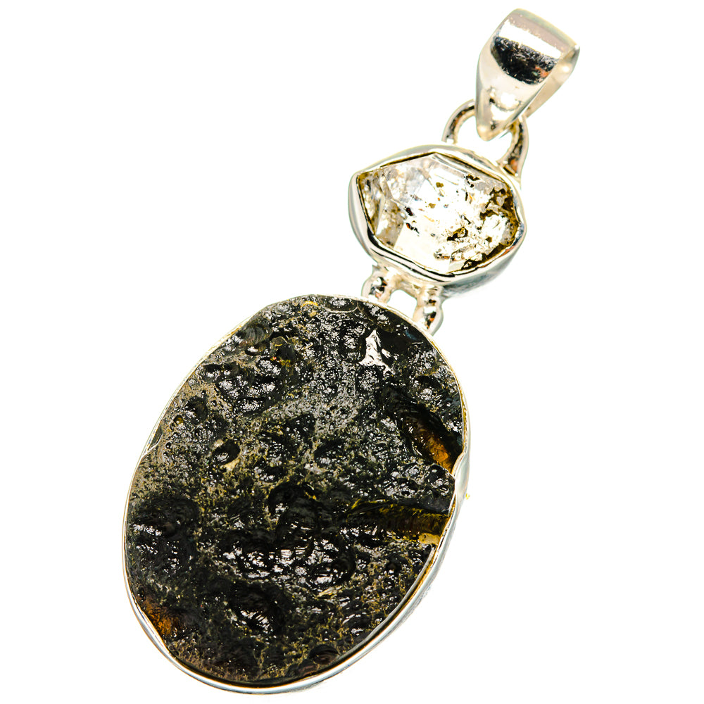 Tektite, Herkimer Diamond Pendants handcrafted by Anasilvercos - PD13750