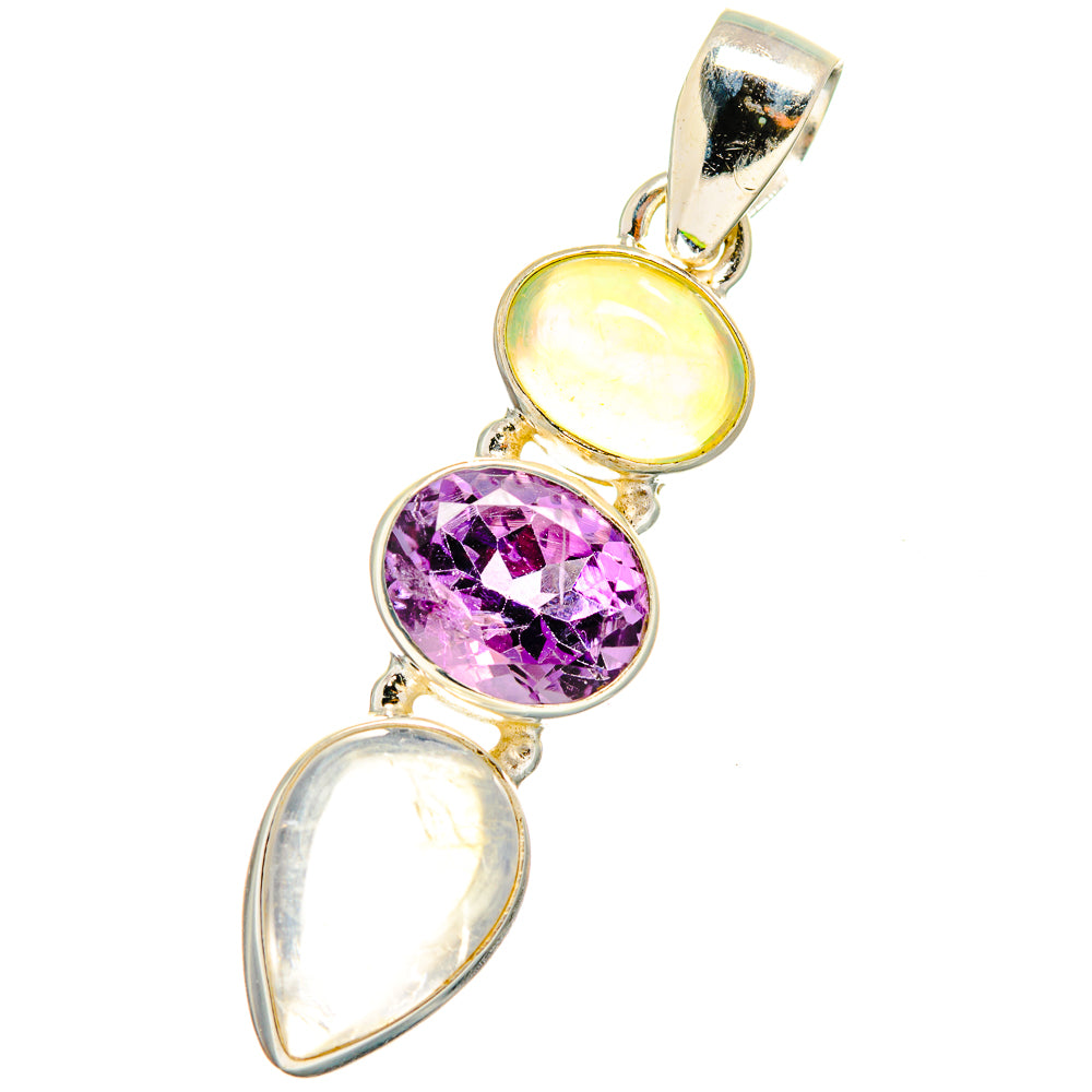 Rainbow Moonstone, Amethyst, Ethiopian Opal Pendants handcrafted by Anasilvercos - PD13759