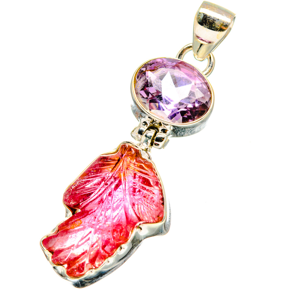 Pink Tourmaline, Amethyst Pendants handcrafted by Anasilvercos - PD13774