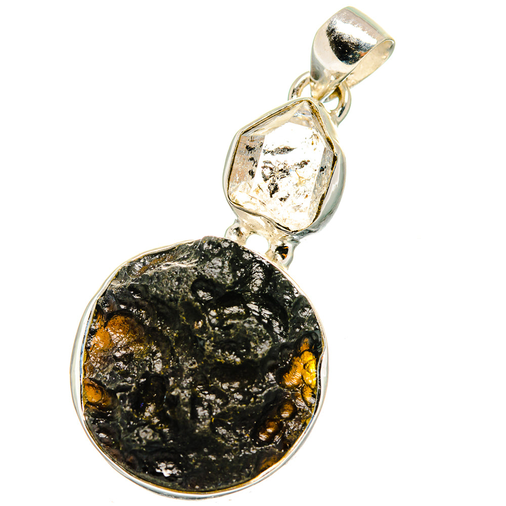 Tektite, Herkimer Diamond Pendants handcrafted by Anasilvercos - PD13776