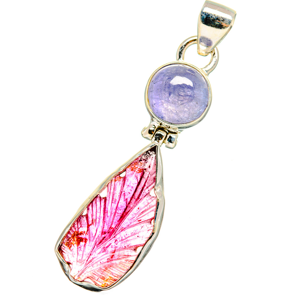 Pink Tourmaline, Tanzanite Pendants handcrafted by Anasilvercos - PD13781