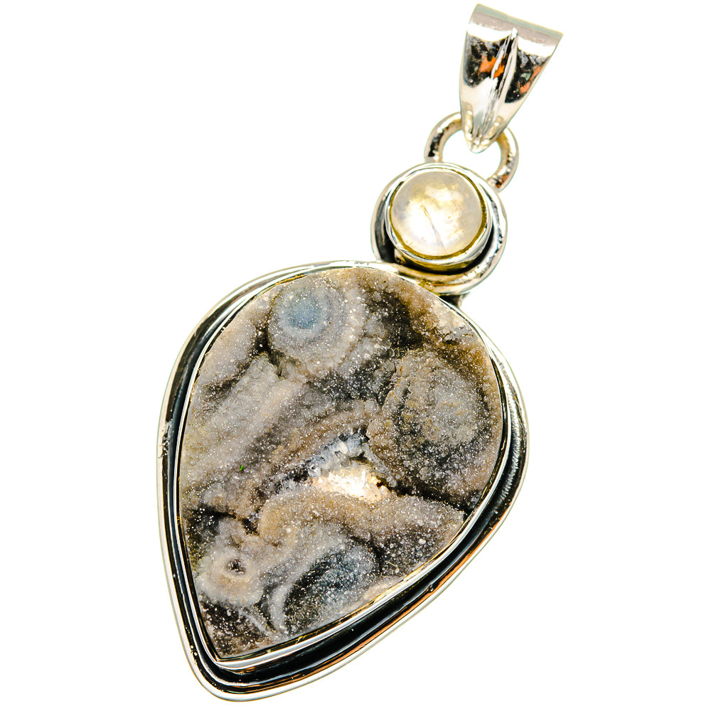 Desert Druzy, Rainbow Moonstone Pendants handcrafted by Anasilvercos - PD13796