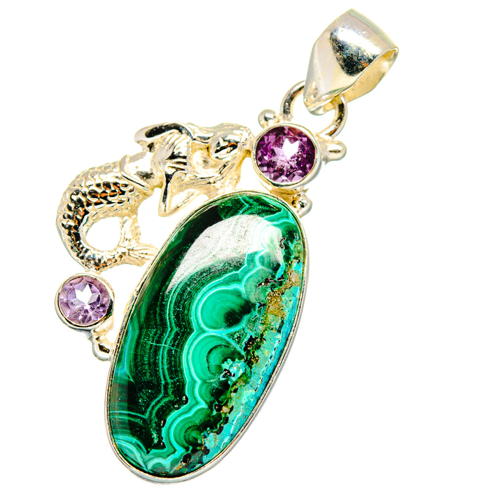 Malachite In Chrysocolla Pendants handcrafted by Anasilvercos - PD13820