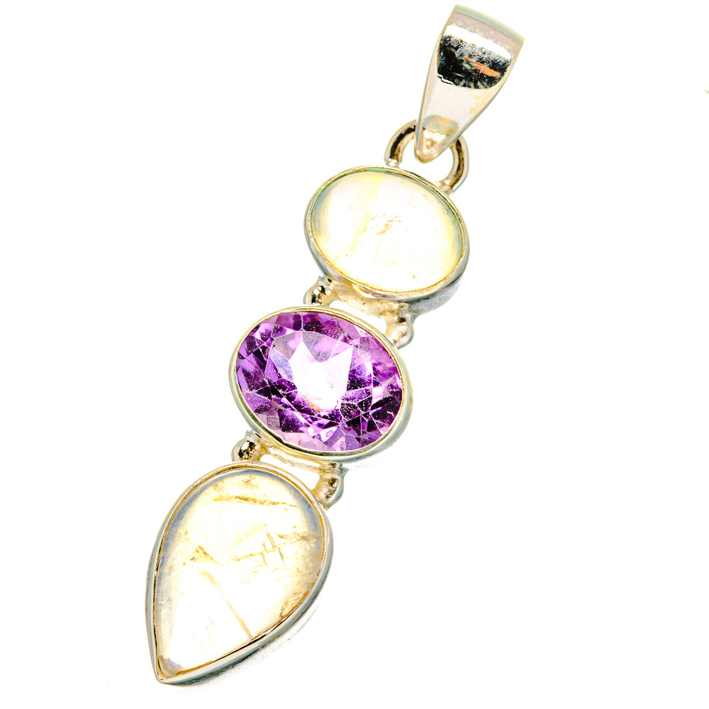 Rainbow Moonstone Pendants handcrafted by Anasilvercos - PD13867
