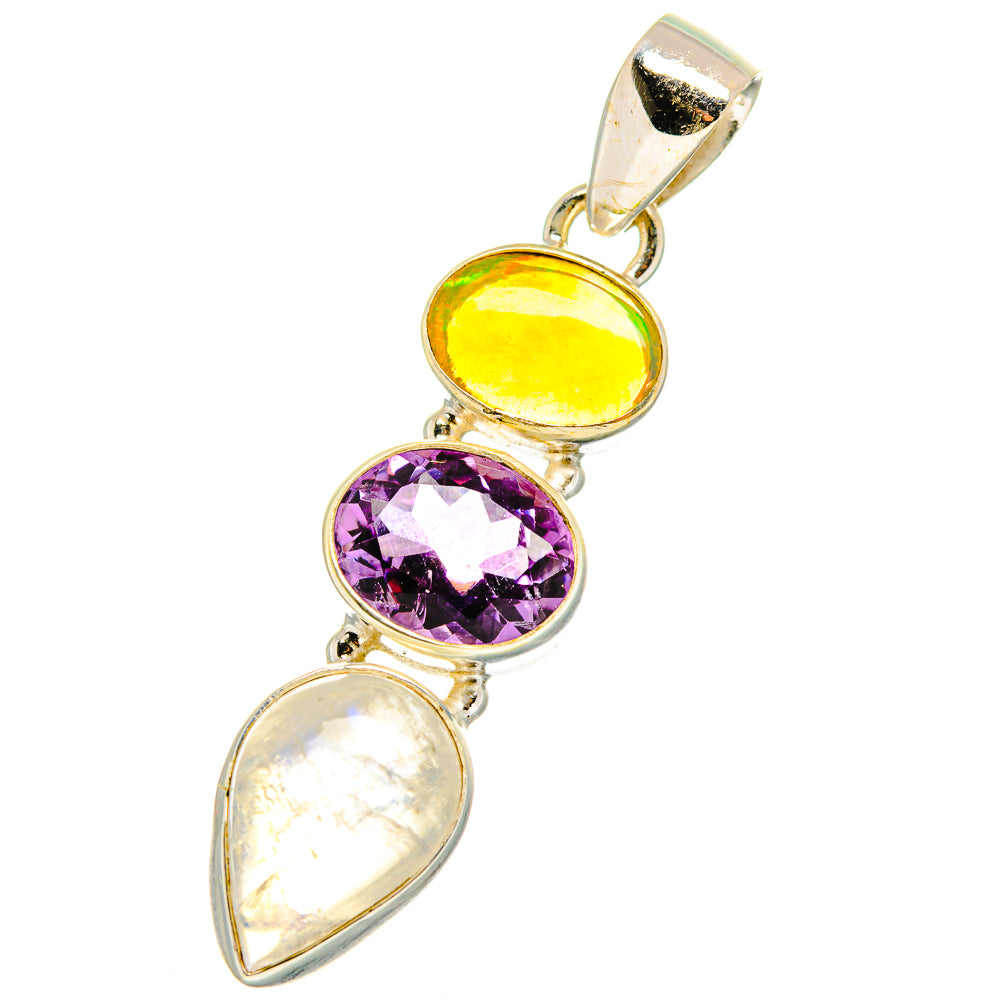 Rainbow Moonstone Pendants handcrafted by Anasilvercos - PD13900