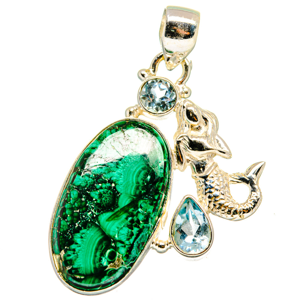 Malachite In Chrysocolla Pendants handcrafted by Anasilvercos - PD13924